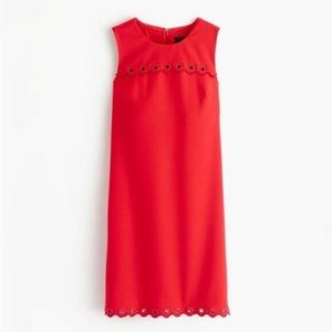 J.Crew Dresses | J. Crew Sleeveless Scalloped Dress with Grommets | Color: Red